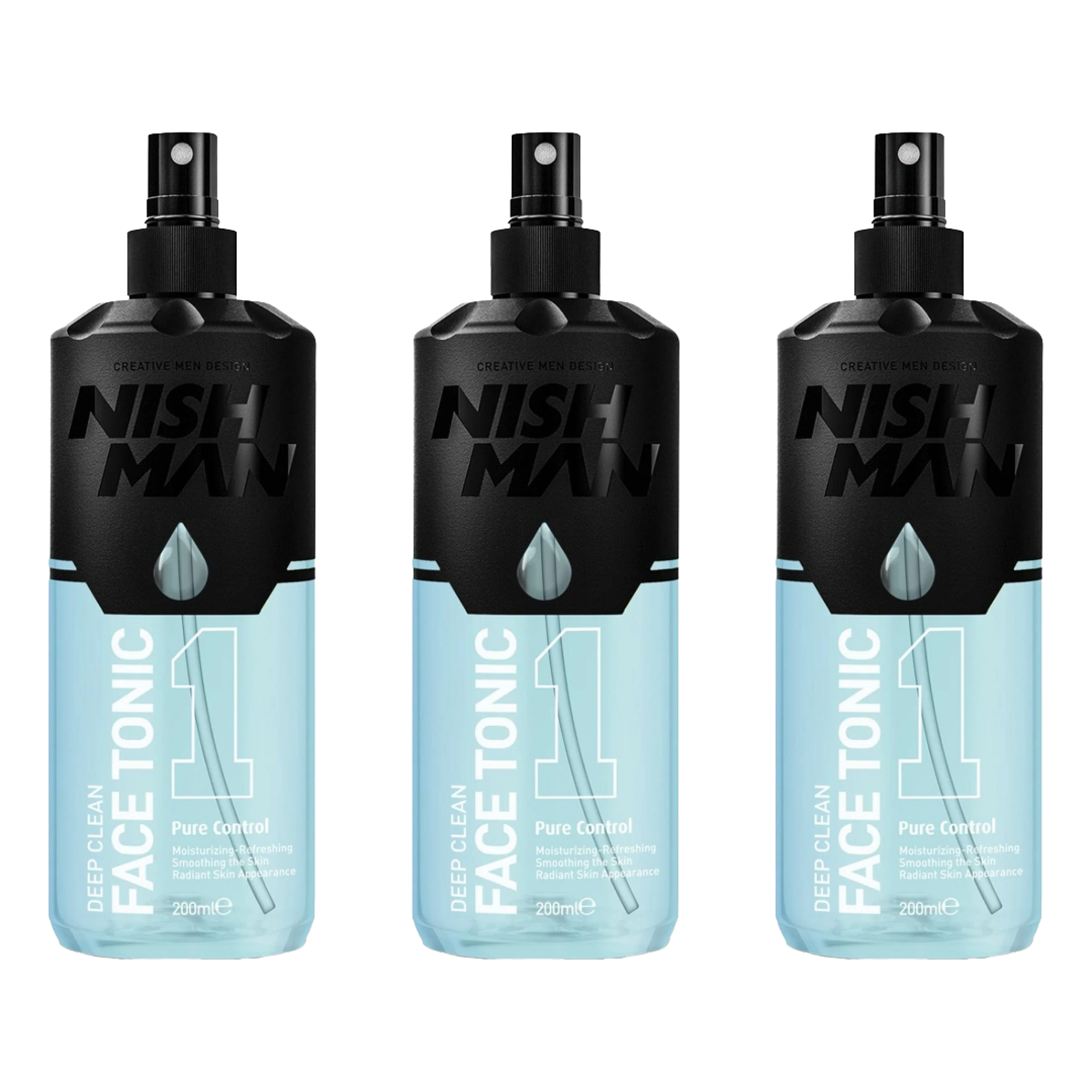 Nish Man Diepe Reinigende Gezichtstonic 200ml - 3 Stuks