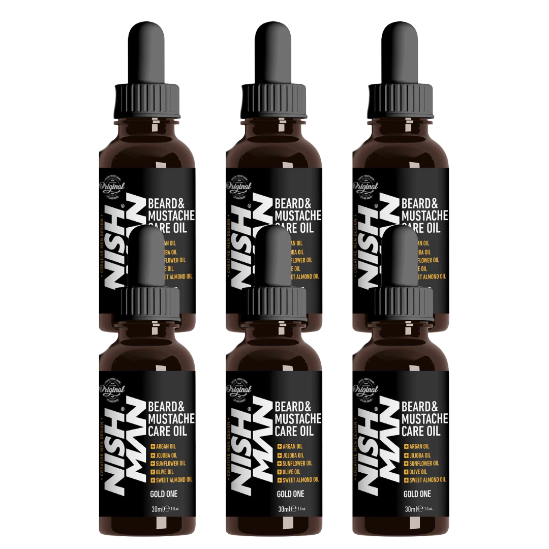 Nish Man Baard en Snor Olie Gold One 30 ml - 6 Stuks