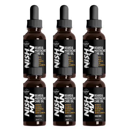 Nish Man Baard en Snor Olie Gold One 30 ml - 6 Stuks