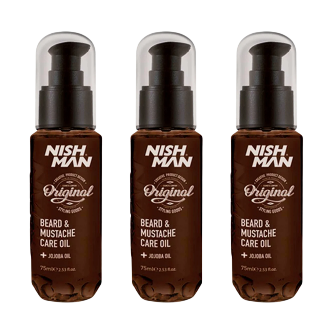 Nish Man Beard and Moustache Care Oil 75ml - 3 Pieces