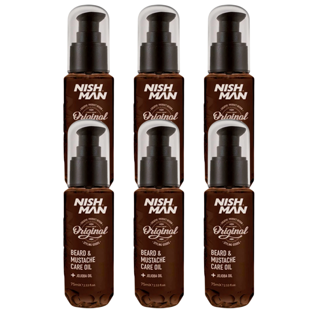Nish Man Beard and Moustache Care Oil 75ml - 6 Pieces