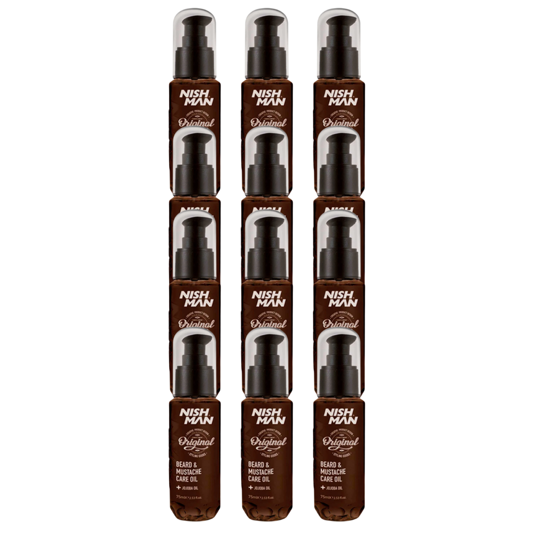 Nish Man Baard- en Snorverzorgingsolie 75ml - 12 Stuks