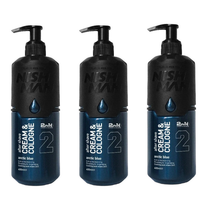 Nish Man Aftershave Cream & Cologne Arctic Blue 400 ml - 3 Pieces