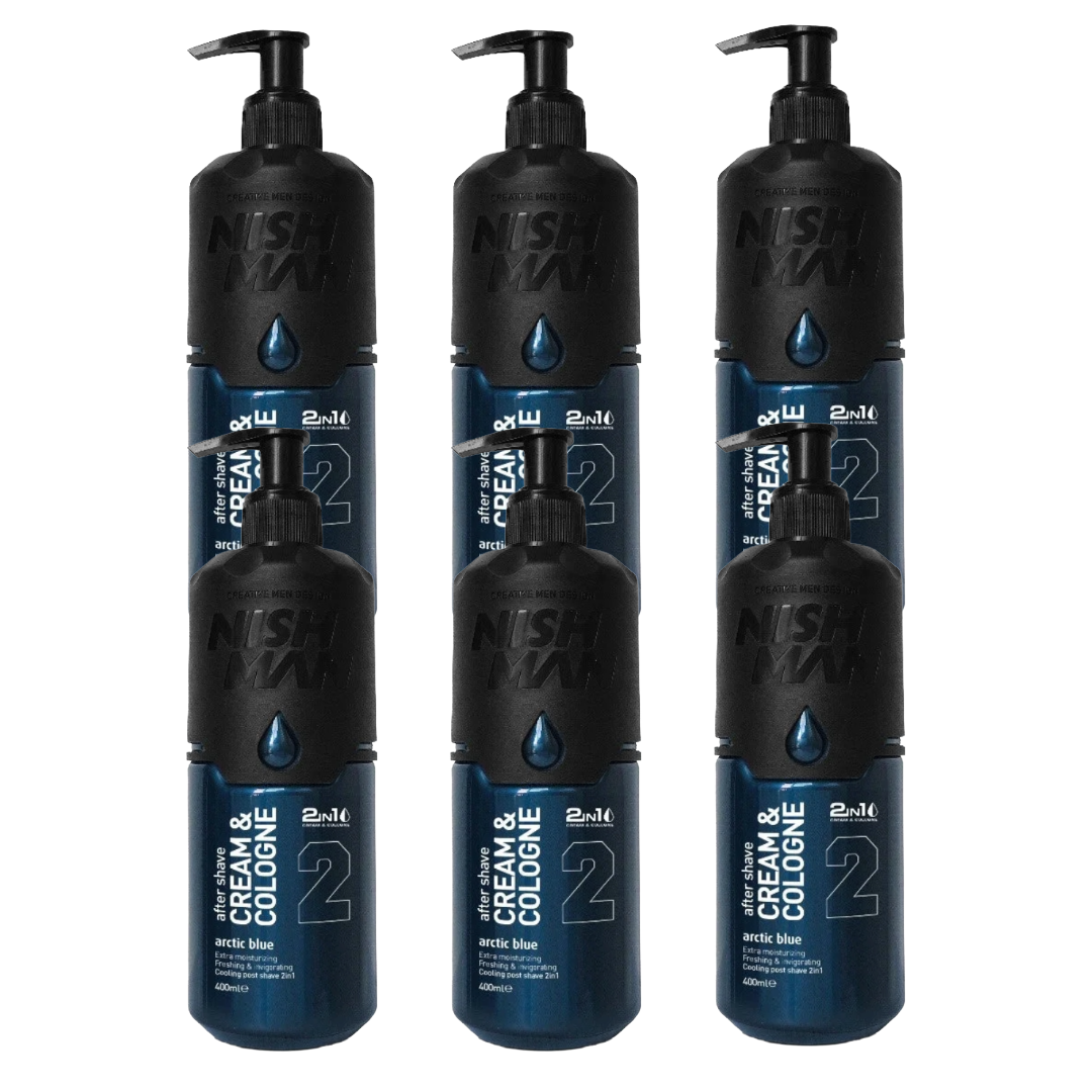Nish Man Aftershave Cream & Cologne Arctic Blue 400 ml - 6 Pieces