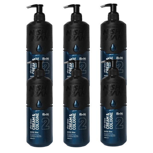 Nish Man Aftershave Creme & Kölnisch Wasser Arktisblau 400 ml - 6 Stück