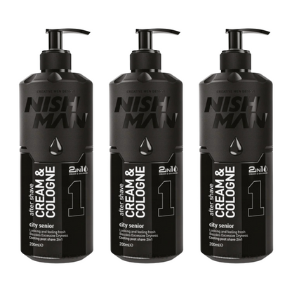 Nish Man Aftershave Cream & Cologne City Senior 01 - 400ml - 3 Stuks