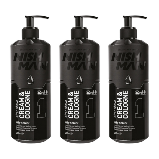 Nish Man Aftershave Cream & Cologne City Senior 01 - 400 ml - 3 Stück