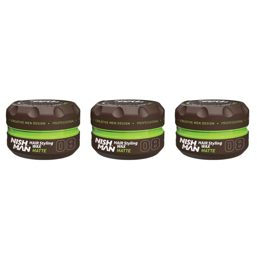 Nish Man Haarstyling Wachs 08 Matt Finish 150ml - 3 Stück