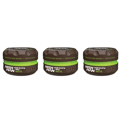 Nish Man Haarstyling Wachs 08 Matt Finish 150ml - 3 Stück