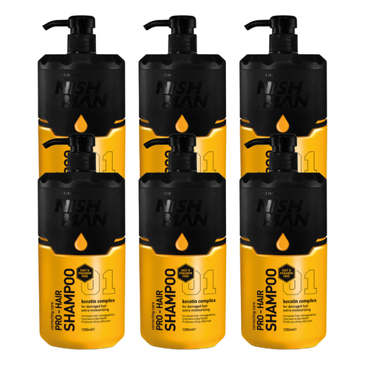 Nishman Zout- en Parabeenvrije Shampoo 1250 ml - 6 Stuks