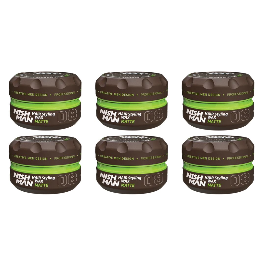 Nish Man Haarstyling Wachs 08 Matt Finish 150ml - 6 Stück