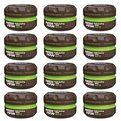 Nish Man Haarstyling Wachs 08 Matt Finish 150ml - 12 Stück