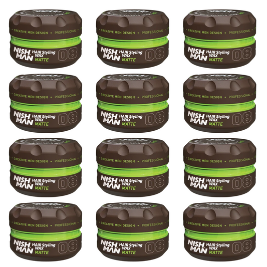 Nish Man Hair Styling Wax 08 Matte Finish 150ml - 12 Pieces