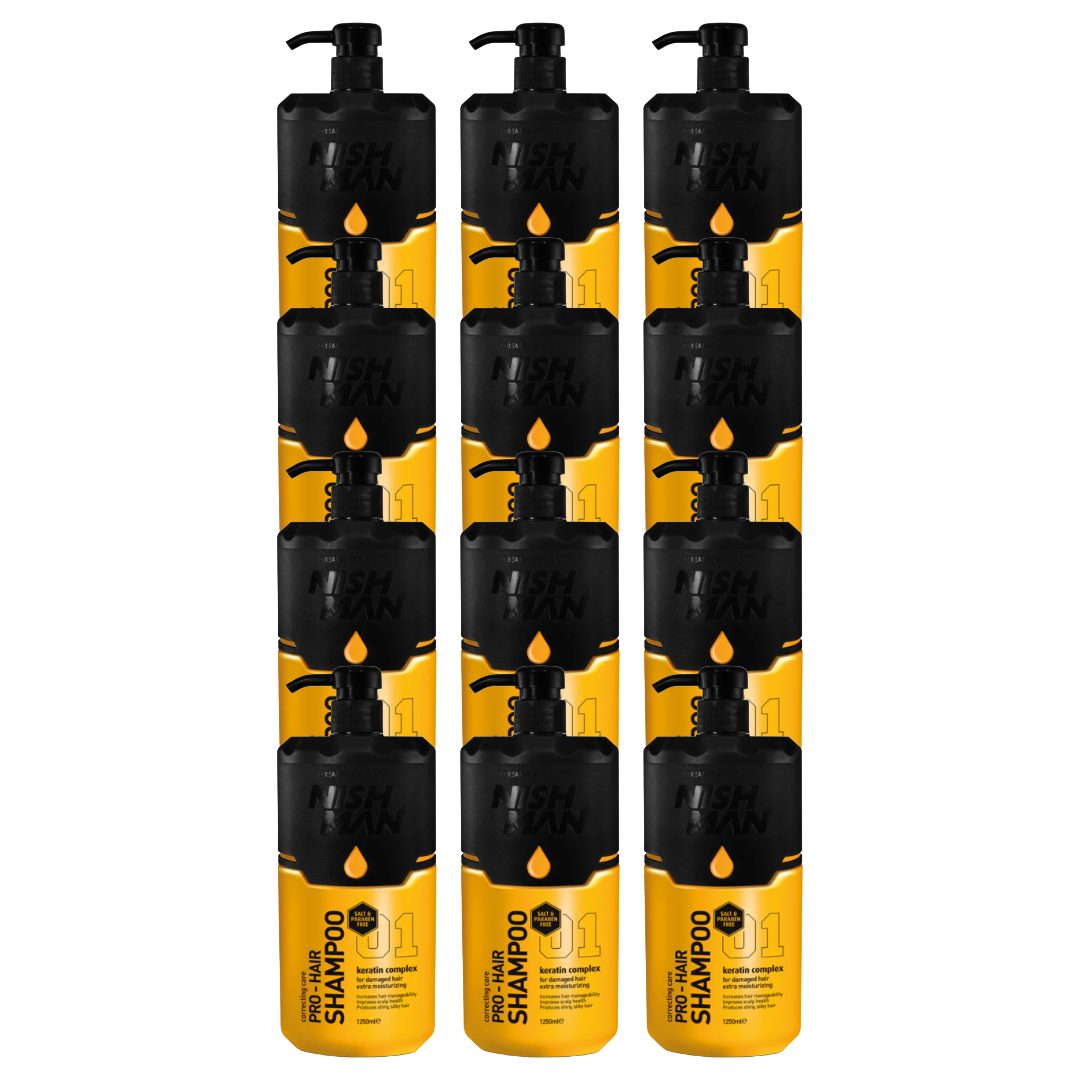 Nishman Zout- en Parabeenvrije Shampoo 1250 ml - 12 Stuks