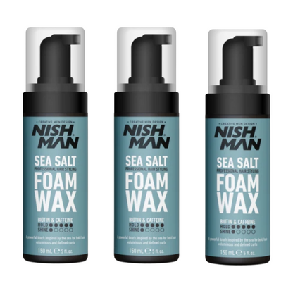 Nish Man Sea Salt Foam Wax 150ml - 3 Pieces