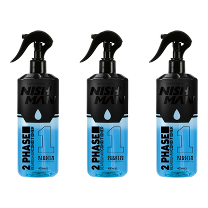 Nish Man 2 Phase Beard & Hair Conditioner Keratin 400ml - 3 Pack