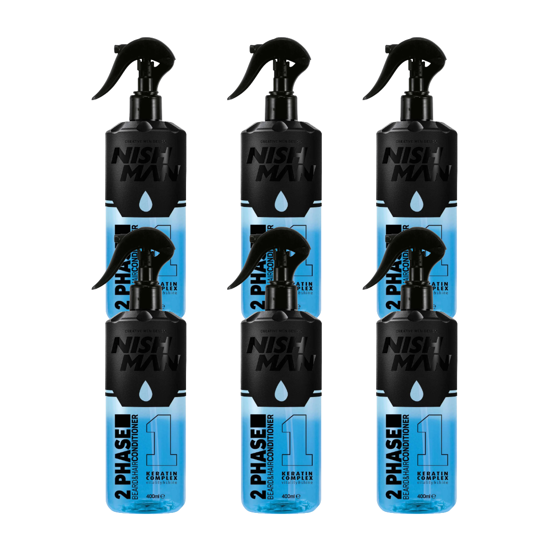 Nish Man 2-Phasen-Bart- und Haarspülung Keratin 400 ml - 6 Pack