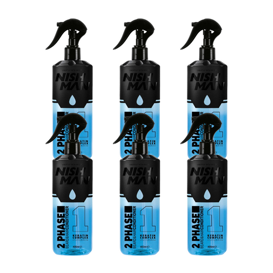 Nish Man 2 Phase Beard & Hair Conditioner Keratin 400ml - 6 Pack