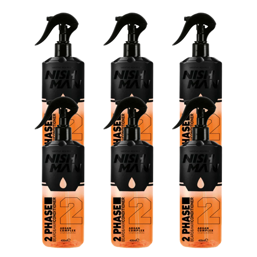 Nish Man 2 Phase Beard & Hair Conditioner ARGAN 400ml - 6 Pack