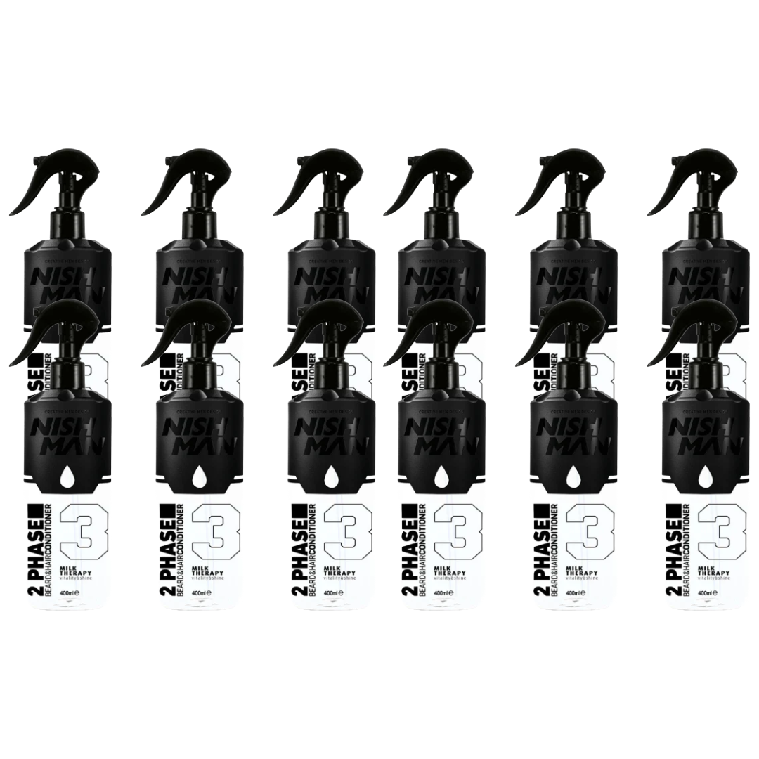Nish Man 2-Phasen-Bart- und Haarspülung MILK THERAPY 400 ml - 12 Pack
