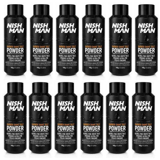Nish Man Barber Shave Talkumpuder 180 g – 12 Stück