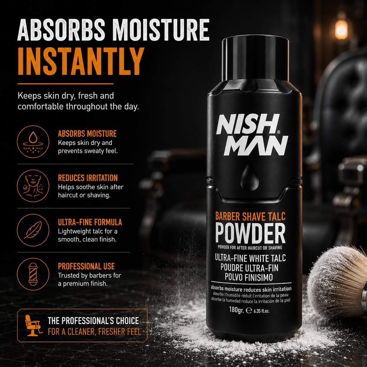 Nish Man Barber Shave Talkumpuder 180g