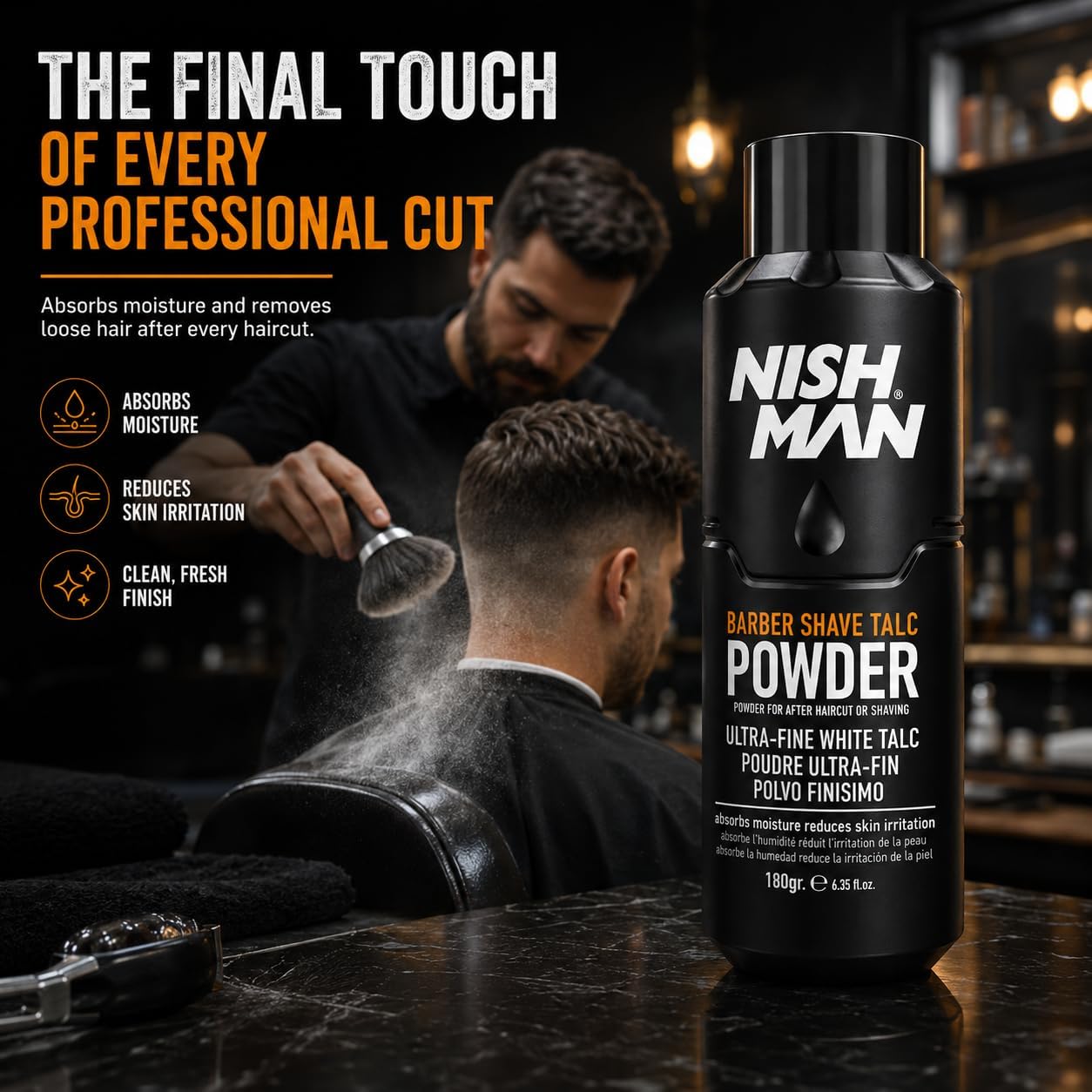 Nish Man Barber Shave Talkumpuder 180g