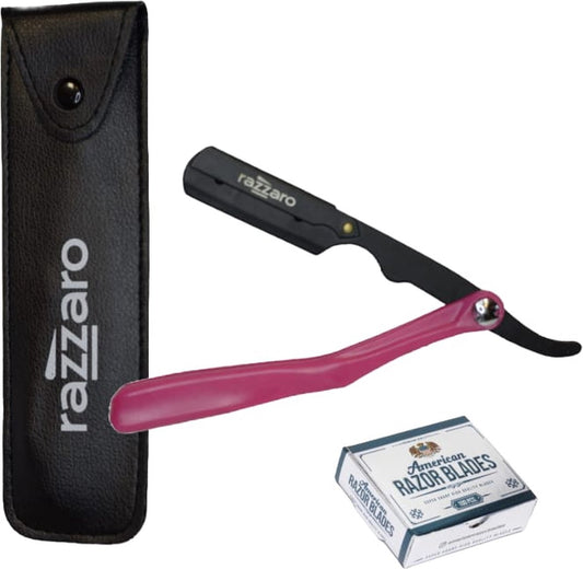 Razzaro Figaro Straight Razor Pink + 100 American Razor Blades