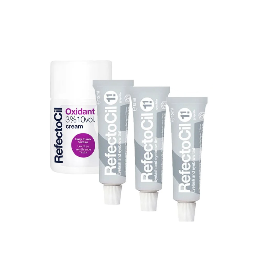 Refectocil Eyelash Dye No. 1.1 - Gray 3 Pack + 3% Oxi Cream
