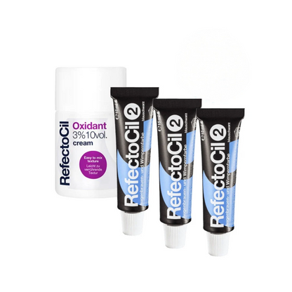 Refectocil Wimpernfarbe Nr. 2 Blauschwarz 3er Pack + 3% Oxi Creme